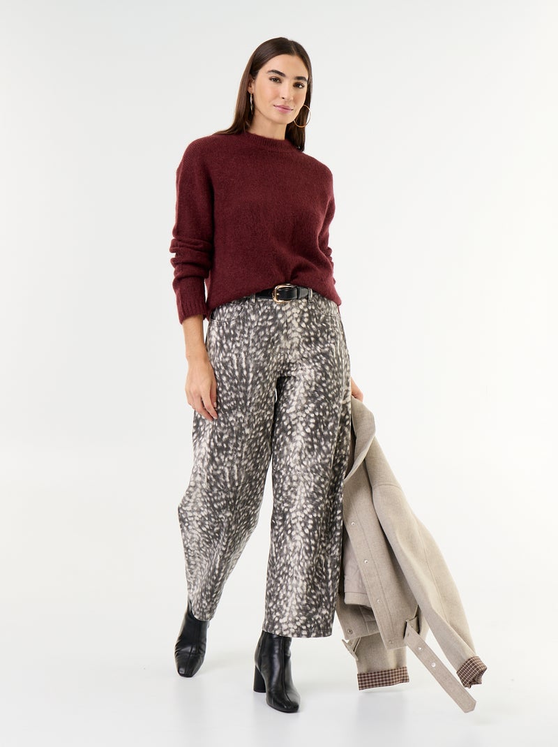 Pull chaud en mohair à col rond Violet - Kiabi