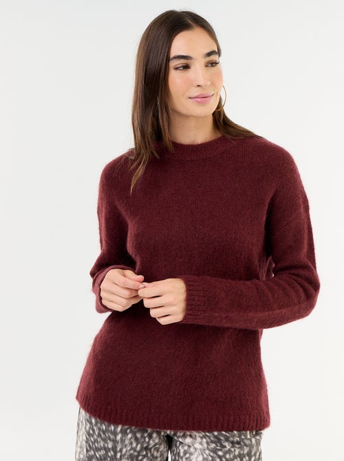 Pull chaud en mohair à col rond - Kiabi