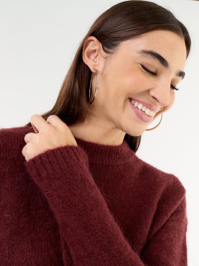 Pull chaud en mohair à col rond Violet - Kiabi