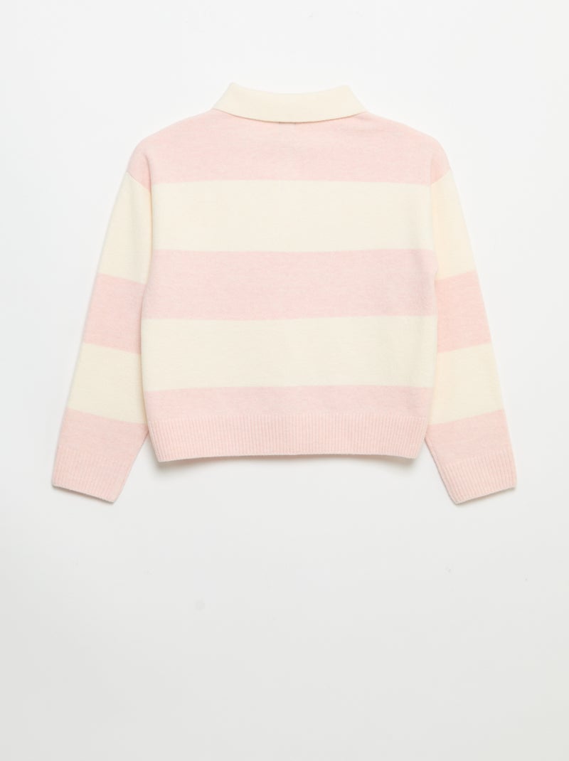 Pull chaud forme polo Rose - Kiabi