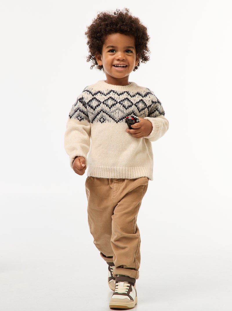 Pull chaud jacquard Blanc - Kiabi