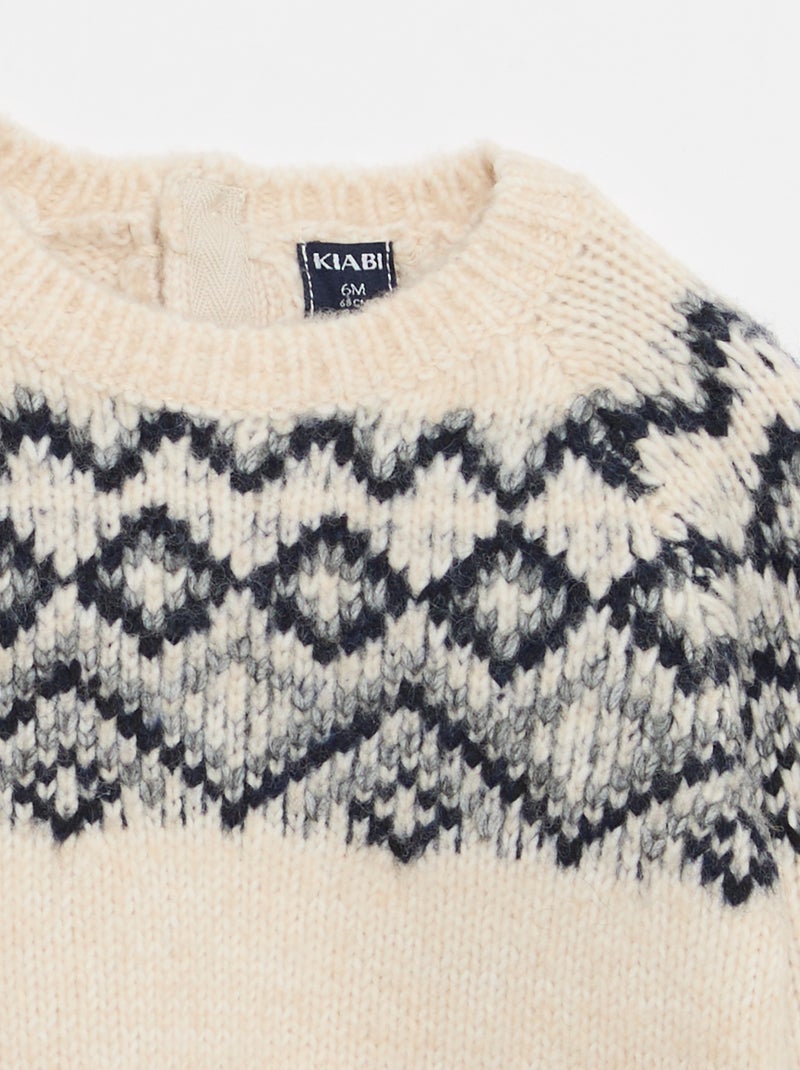 Pull chaud jacquard Blanc - Kiabi
