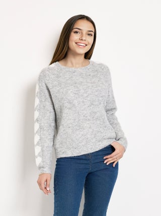 Pull chaud laine manches c¿urs, col rond