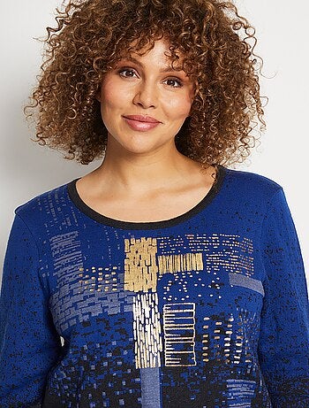 Pull chaud laine mérinos jacquard col rond
