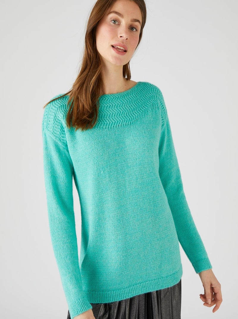 Pull chaud motif chevrons Thermolactyl - Damart Vert clair - Kiabi