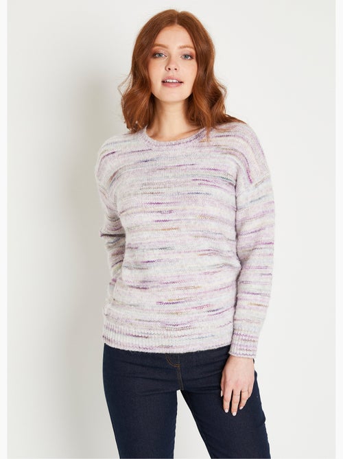 Pull chaud mouliné col rond avec laine - Afibel - Kiabi