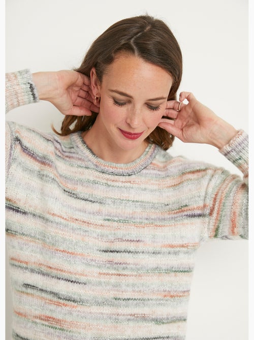 Pull chaud mouliné col rond avec laine - Afibel - Kiabi