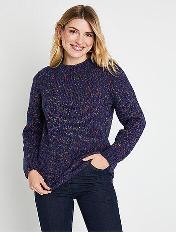 Pull chaud mouliné col rond avec laine et mohair - afibel