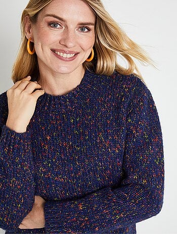 Pull chaud mouliné col rond avec laine et mohair - afibel