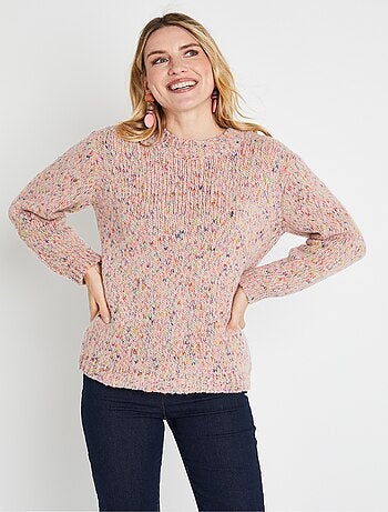 Pull chaud mouliné col rond avec laine et mohair - Afibel