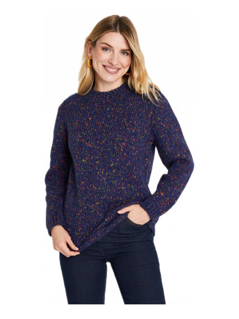 Pull chaud mouliné col rond avec laine et mohair Multicolore - Kiabi