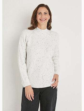 Pull chaud raglan col montant moucheté - Afibel