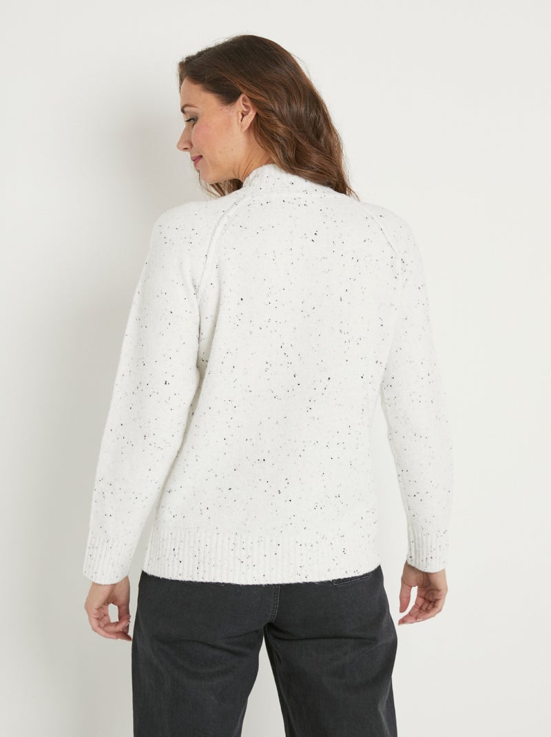 Pull chaud raglan col montant moucheté - Afibel Ecru - Kiabi
