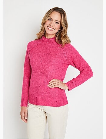 Pull chaud raglan col montant moucheté - Afibel