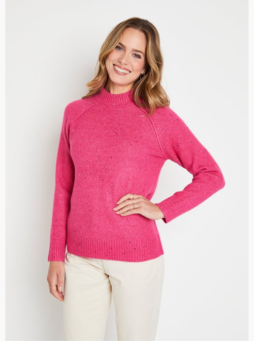 Pull chaud raglan col montant moucheté - Afibel - Kiabi