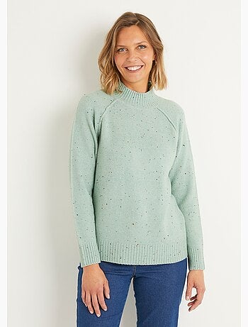 Pull chaud raglan col montant moucheté - Afibel
