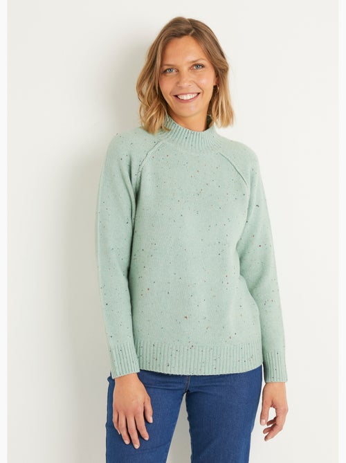 Pull chaud raglan col montant moucheté - Afibel - Kiabi