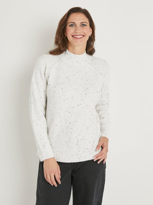 Pull chaud raglan col montant moucheté - Kiabi