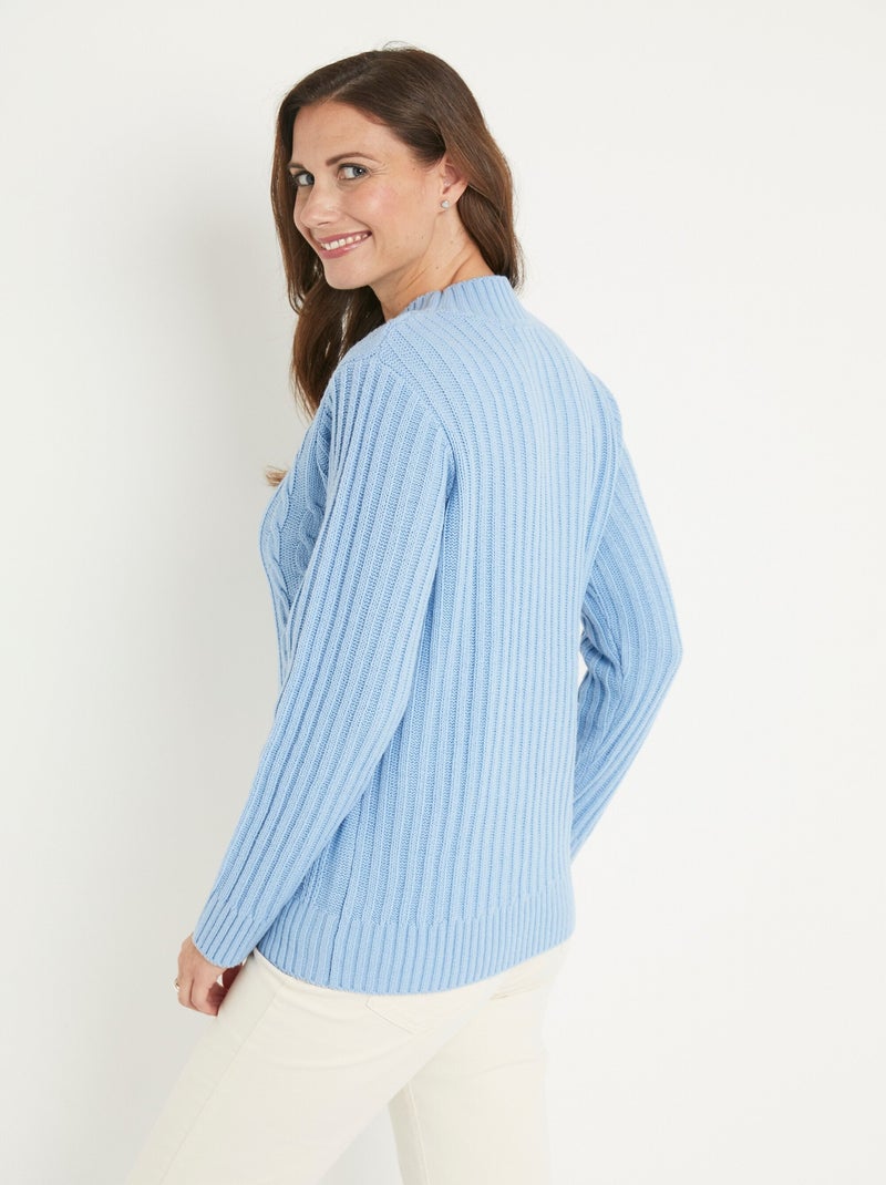 Pull chaud style irlandais col montant - Afibel Bleu - Kiabi