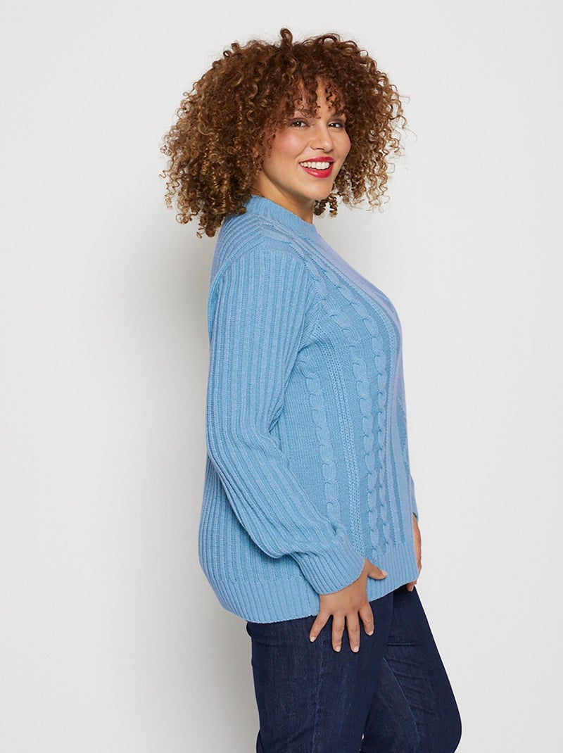 Pull chaud style irlandais col montant - Afibel Ciel - Kiabi