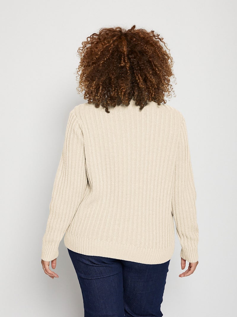 Pull chaud style irlandais col montant - Afibel Ecru - Kiabi