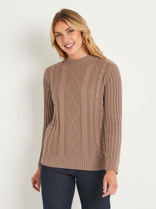 Pull chaud style irlandais col montant - Afibel - Kiabi