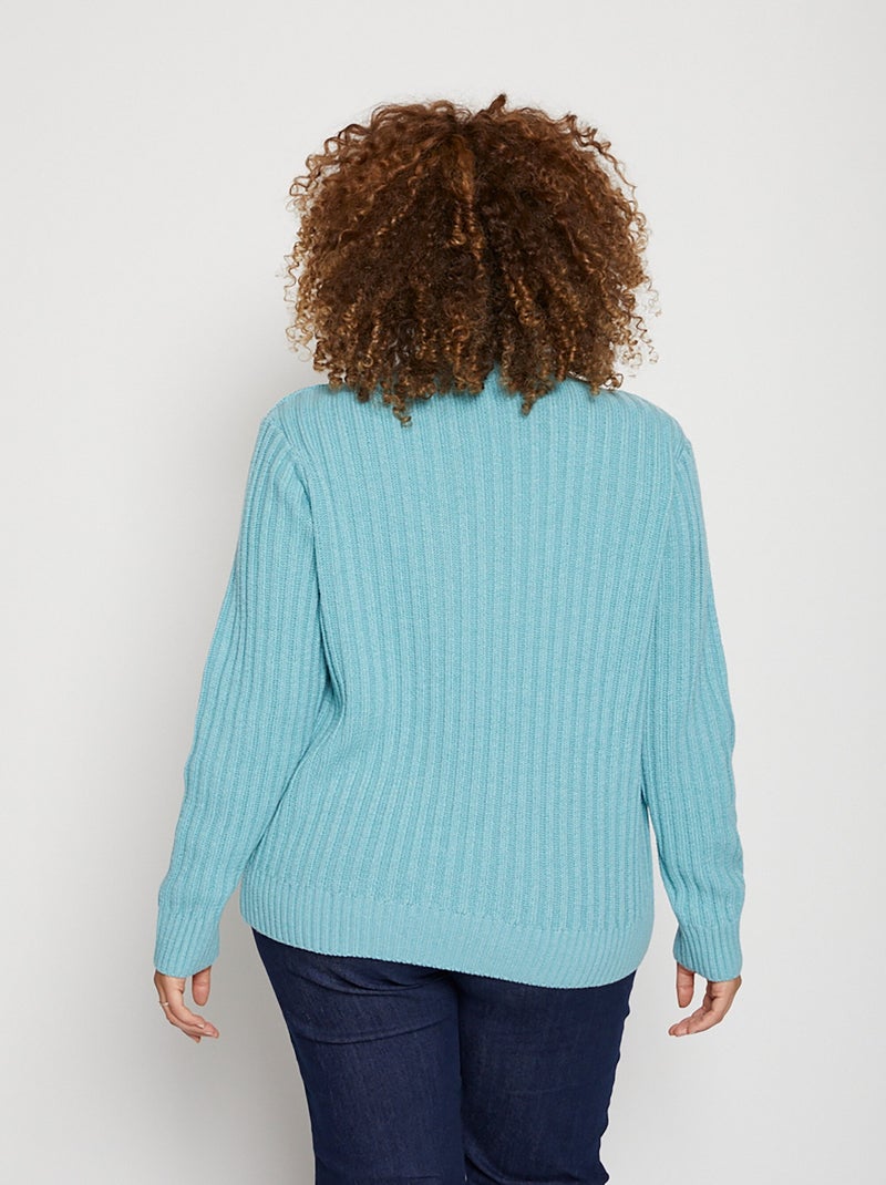 Pull chaud style irlandais col montant - Afibel Vert - Kiabi
