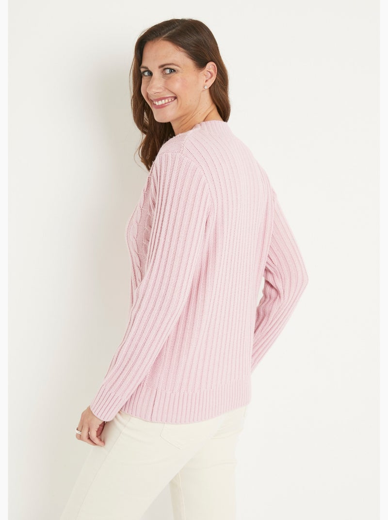Pull chaud style irlandais col montant Mauve lilas - Kiabi