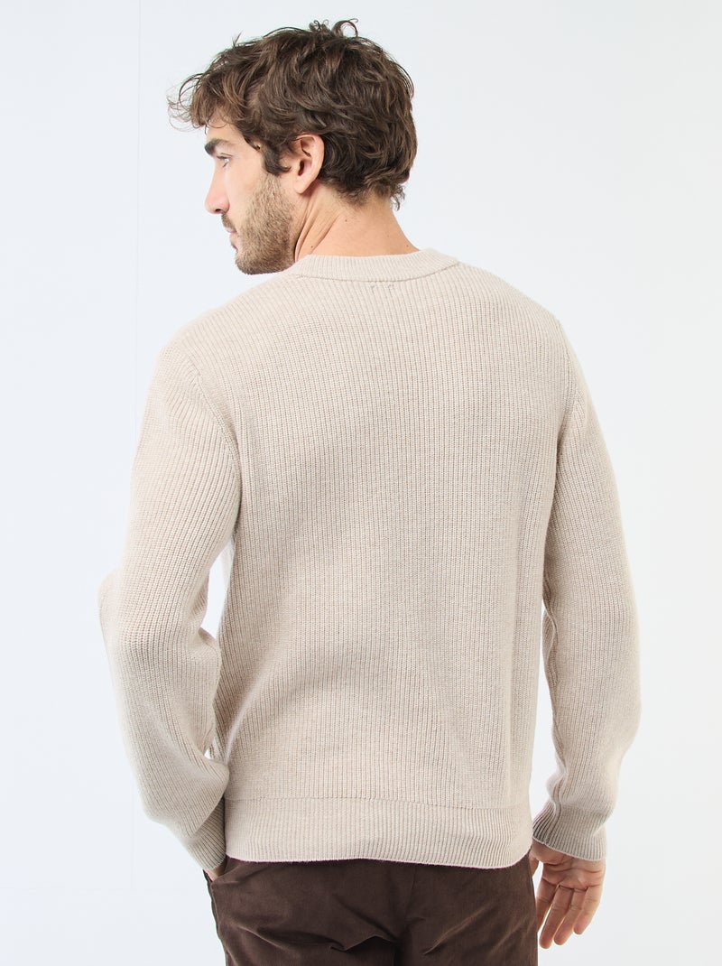 Pull chaud uni Beige - Kiabi