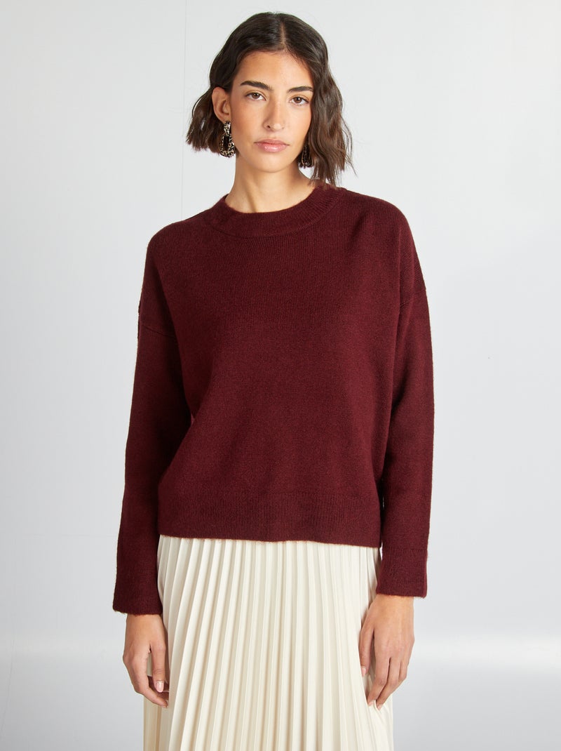 Pull chaud uni Bordeaux - Kiabi