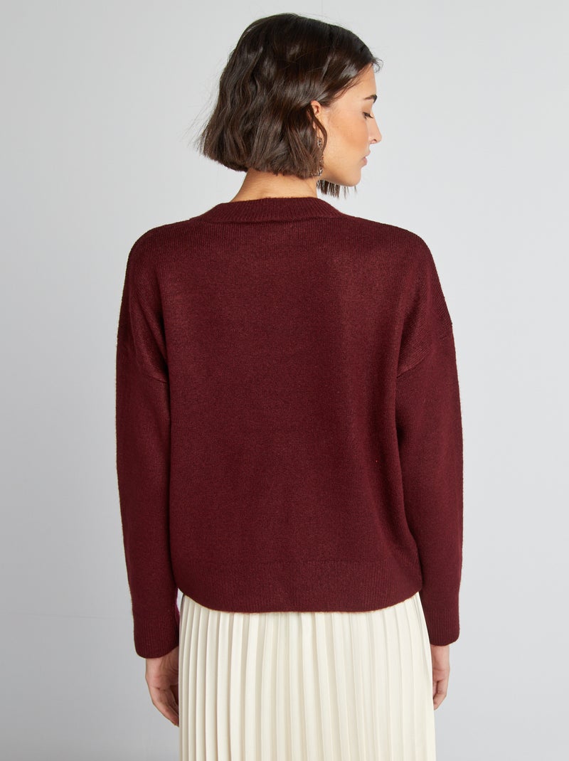 Pull chaud uni Bordeaux - Kiabi