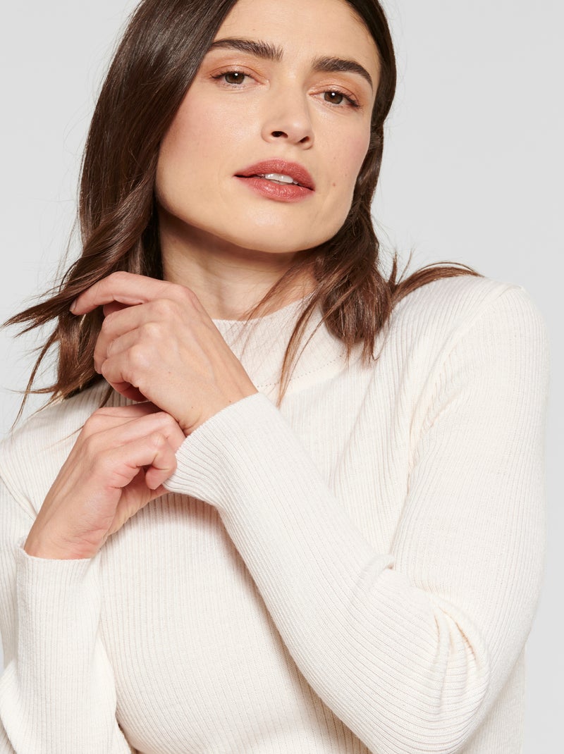 Pull-chaussette col montant 50% laine mérinos - Damart Blanc cassé - Kiabi