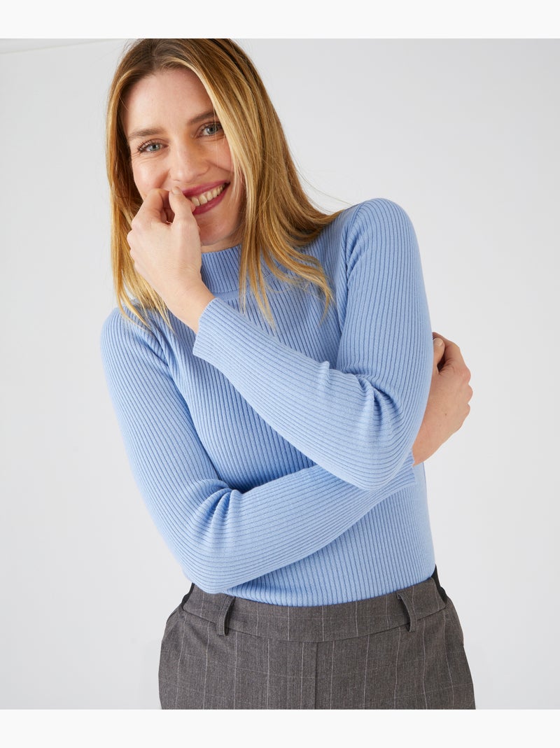 Pull-chaussette col montant 50% laine mérinos - Damart Bleu - Kiabi