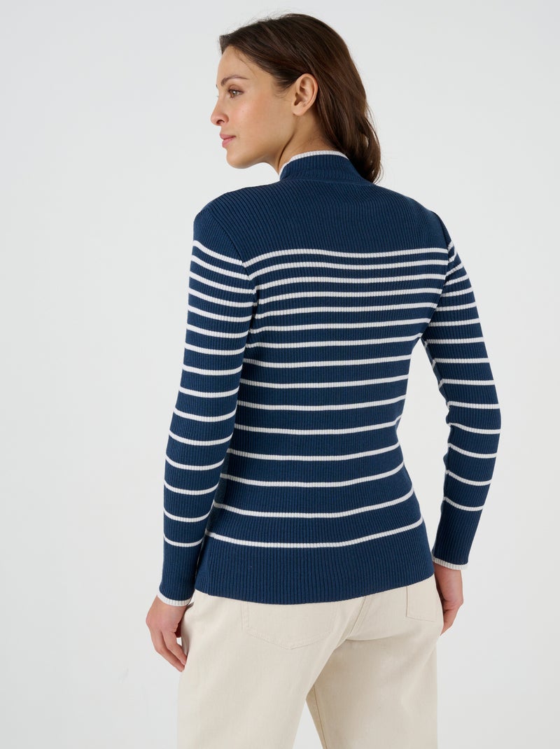 Pull-chaussette col montant 50% laine mérinos - Damart Bleu marine - Kiabi