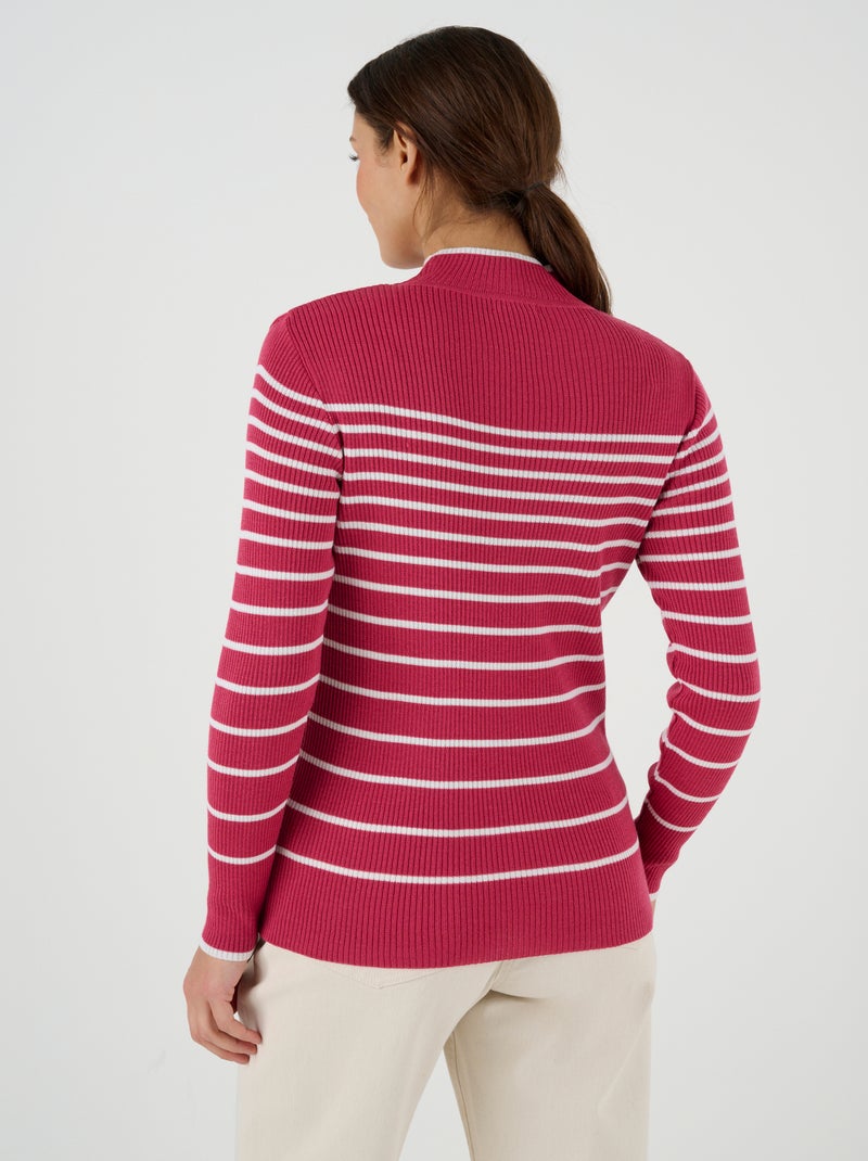 Pull-chaussette col montant 50% laine mérinos - Damart Framboise - Kiabi