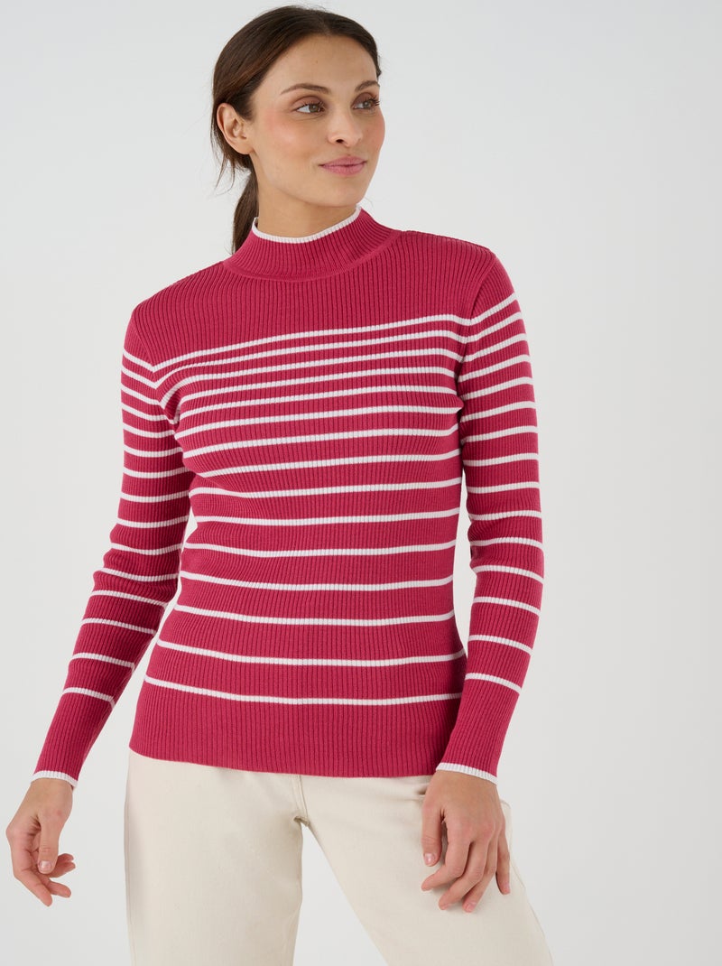 Pull-chaussette col montant 50% laine mérinos - Damart Framboise - Kiabi