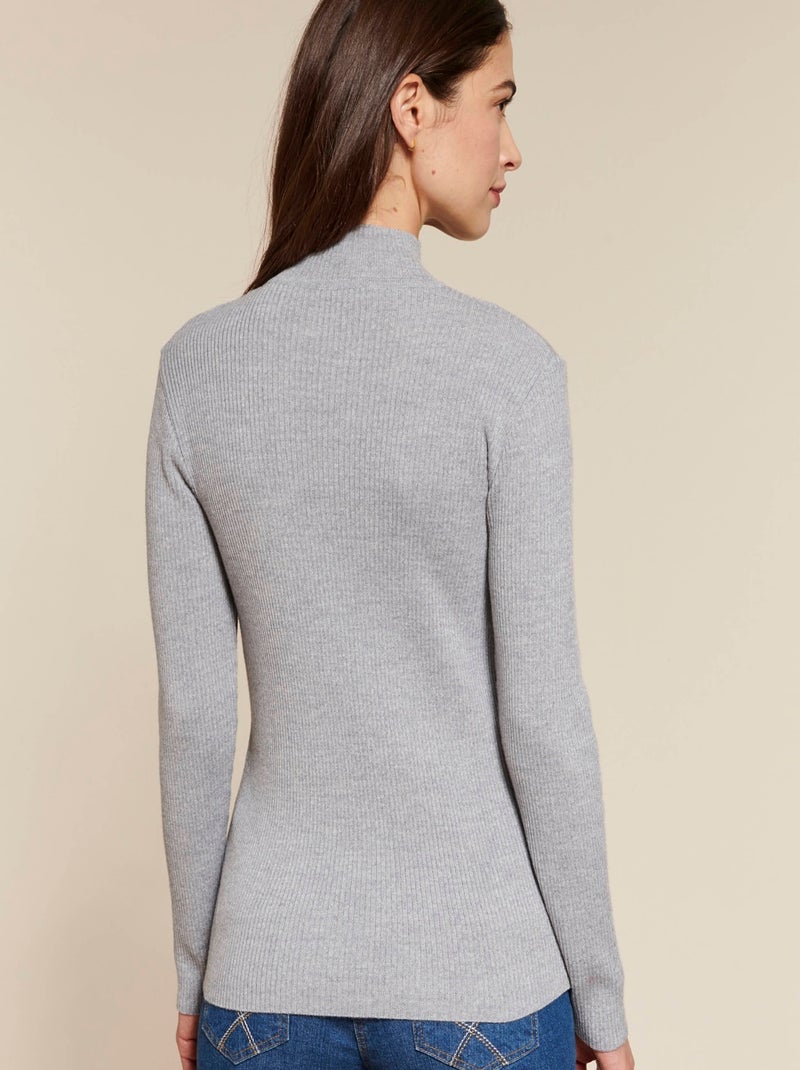 Pull-chaussette col montant 50% laine mérinos - Damart Gris chiné - Kiabi