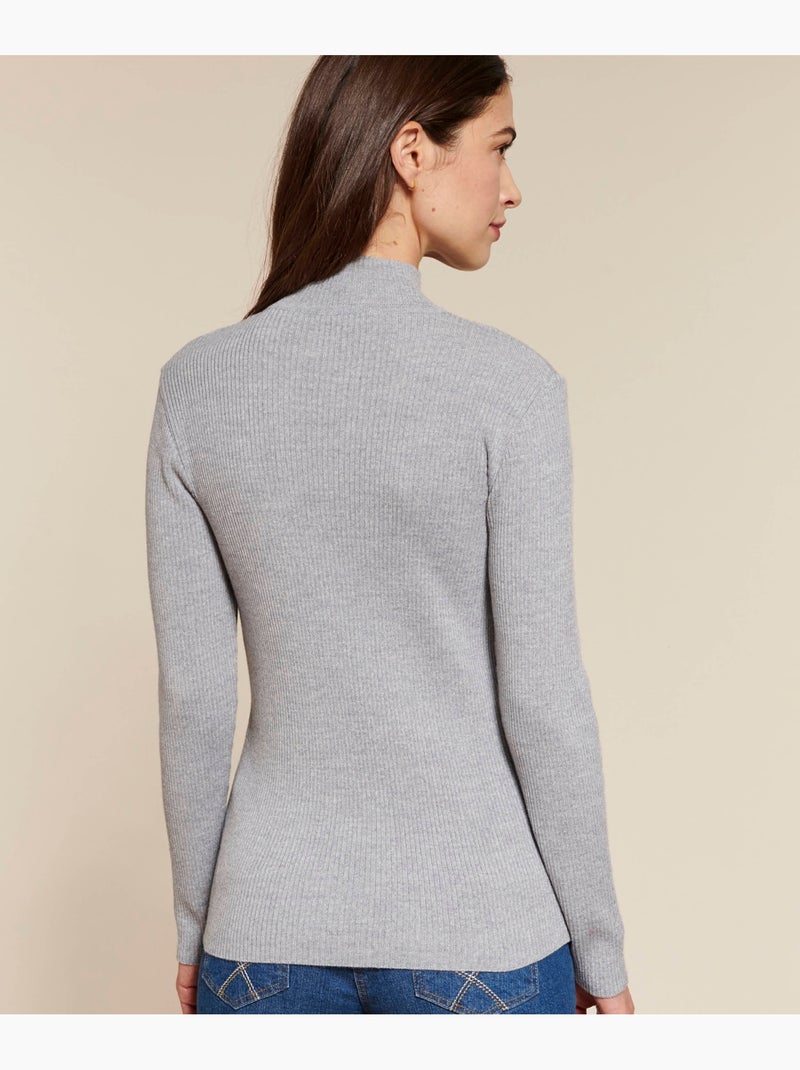 Pull-chaussette col montant 50% laine mérinos - Damart Gris clair - Kiabi