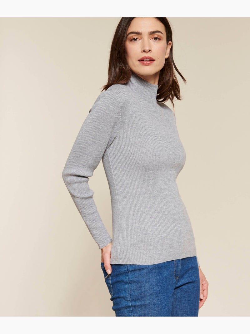 Pull-chaussette col montant 50% laine mérinos - Damart Gris clair - Kiabi