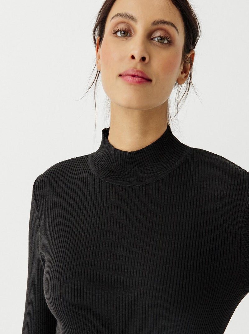 Pull-chaussette col montant 50% laine mérinos - Damart Noir - Kiabi