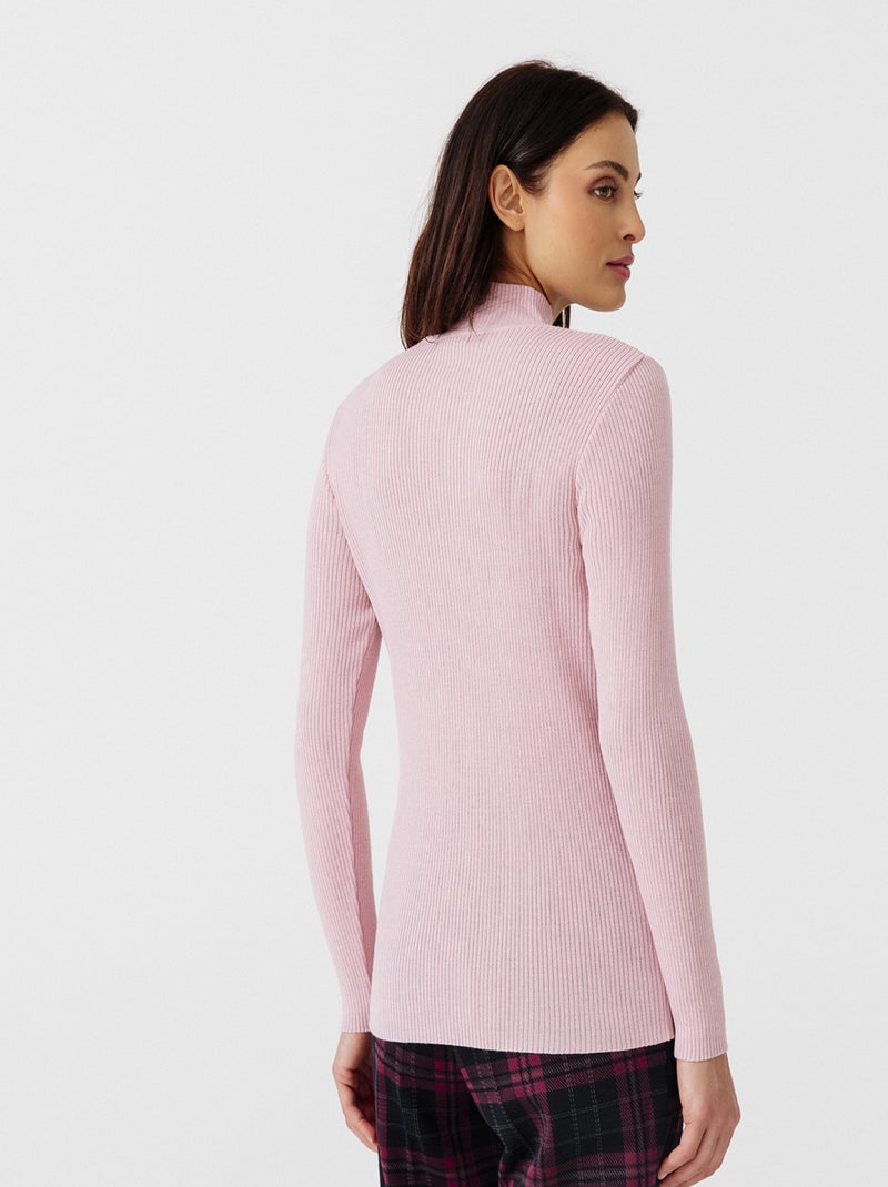 Pull-chaussette col montant 50% laine mérinos - Damart Rose pastel - Kiabi