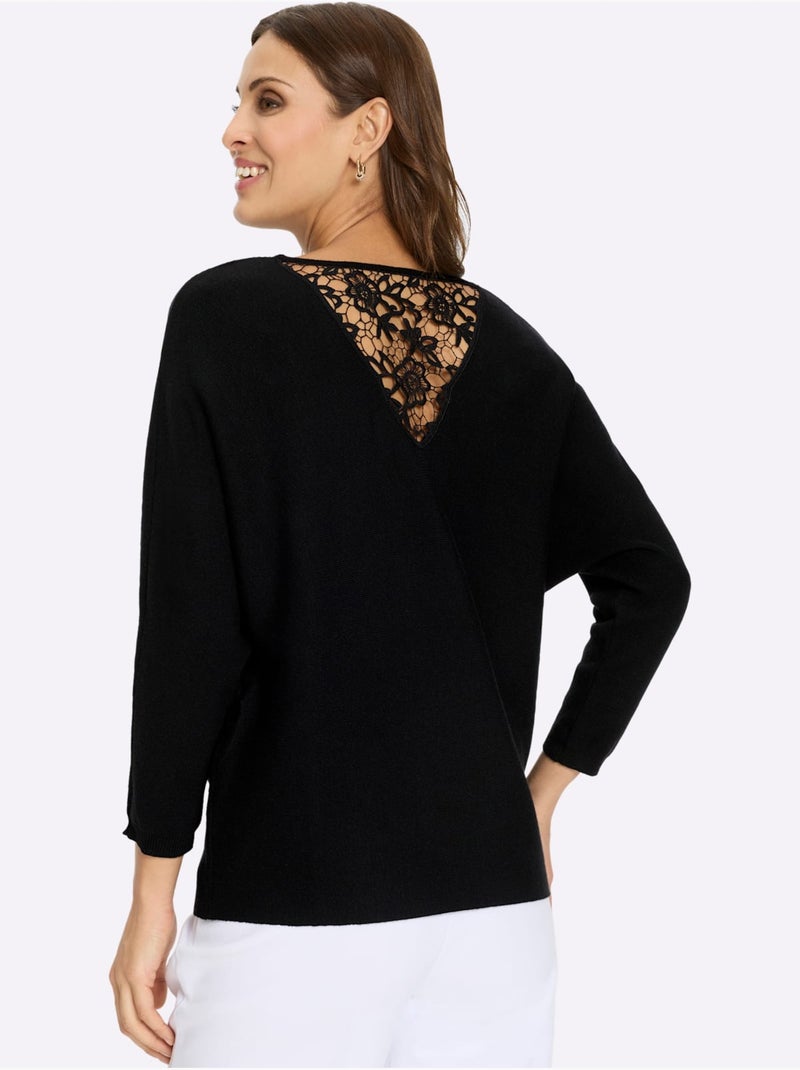 Pull Chauve-souris 50% Viscose - Taille Standard - Witt Noir - Kiabi
