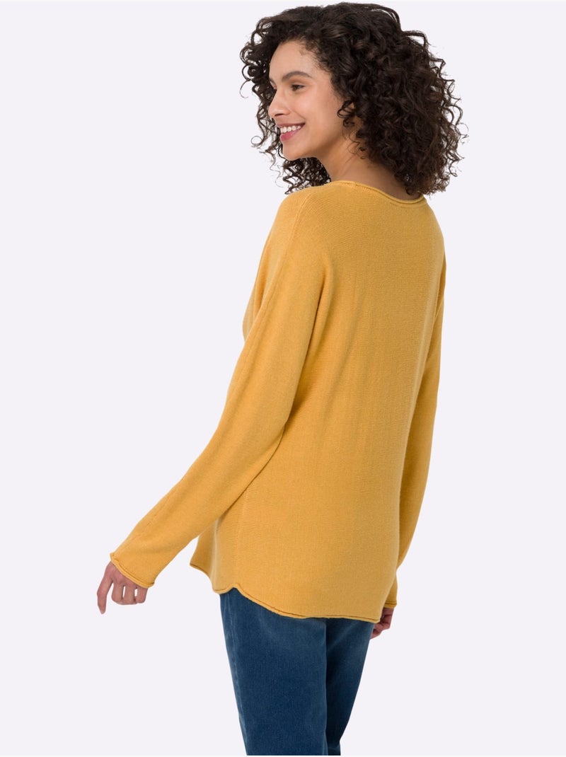 Pull Chauve-souris Bords Roulés - Taille Standard - Helline Ocre - Kiabi