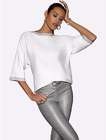 Pull Chauve-souris Manches Chauve-souris 3/4 - Taille Standard - Helline