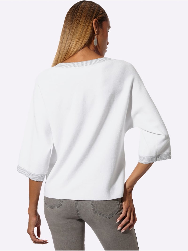 Pull Chauve-souris Manches Chauve-souris 3/4 - Taille Standard - Helline Ecru - Kiabi