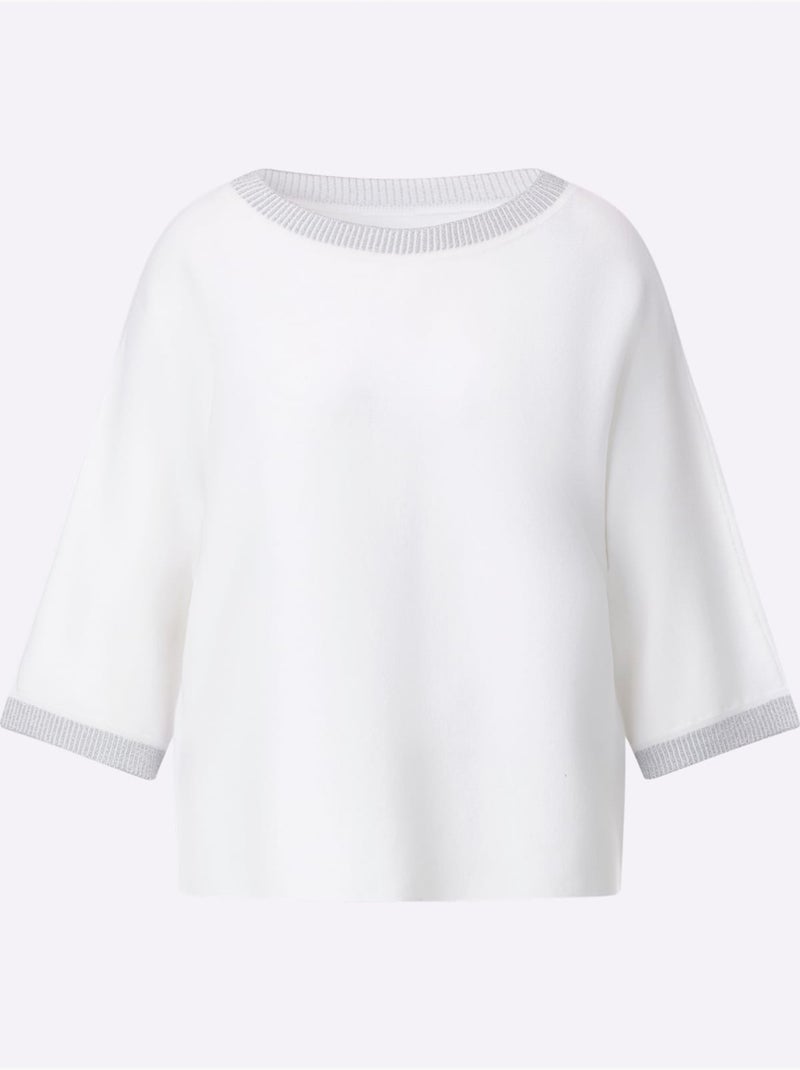 Pull Chauve-souris Manches Chauve-souris 3/4 - Taille Standard - Helline Ecru - Kiabi