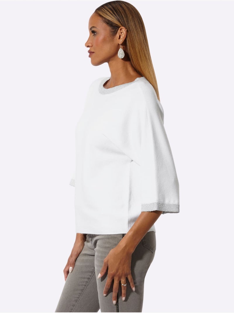 Pull Chauve-souris Manches Chauve-souris 3/4 - Taille Standard - Helline Ecru - Kiabi