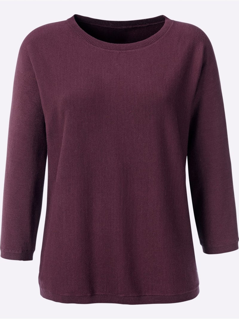 Pull Chauve-souris Manches Chauve-souris 3/4 - Taille Standard - Helline Noir Bordeaux - Kiabi