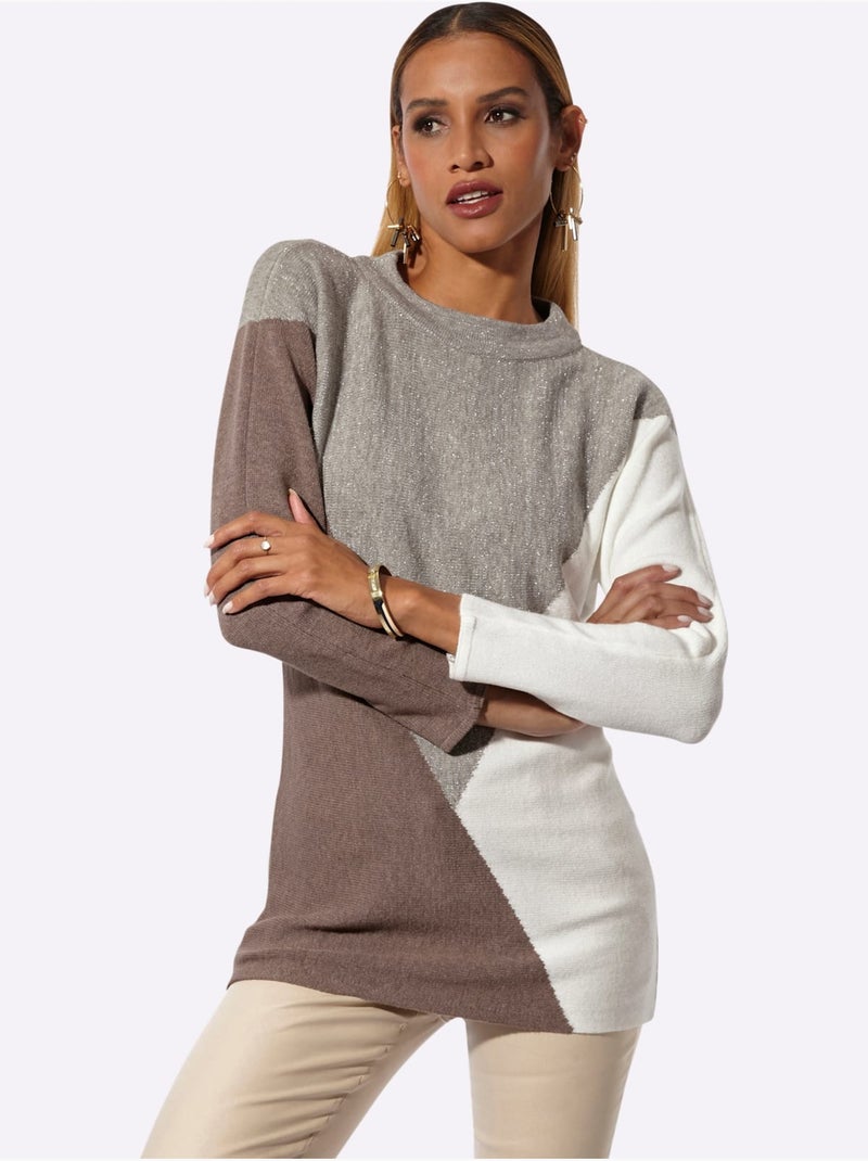 Pull Chauve-souris Mélange De Modal Doux - Taille Standard - Helline Gris Ecru - Kiabi