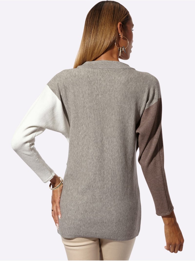 Pull Chauve-souris Mélange De Modal Doux - Taille Standard - Helline Gris Ecru - Kiabi
